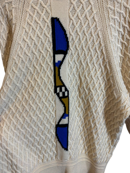 Maglione Gianni Versace Vintage in Lana, Lavorazione Intrecciata, Collo Alto (XL)