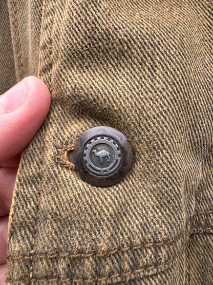 Giacca Camel Collection in cotone imbottita con colletto in pelle vintage