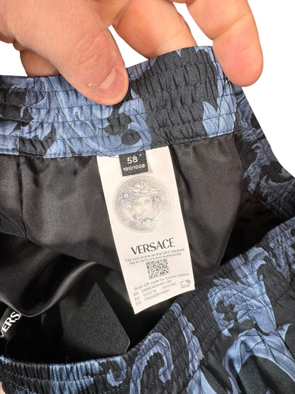 Shorts Versace stampati blu, nuovi con cartellino