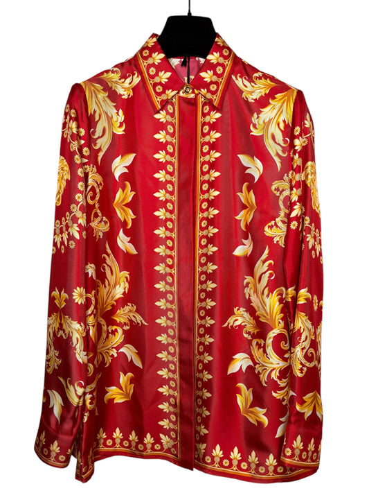 Camicia Versace seta rossa stampa Medusa barocco tg 36 - Difetto