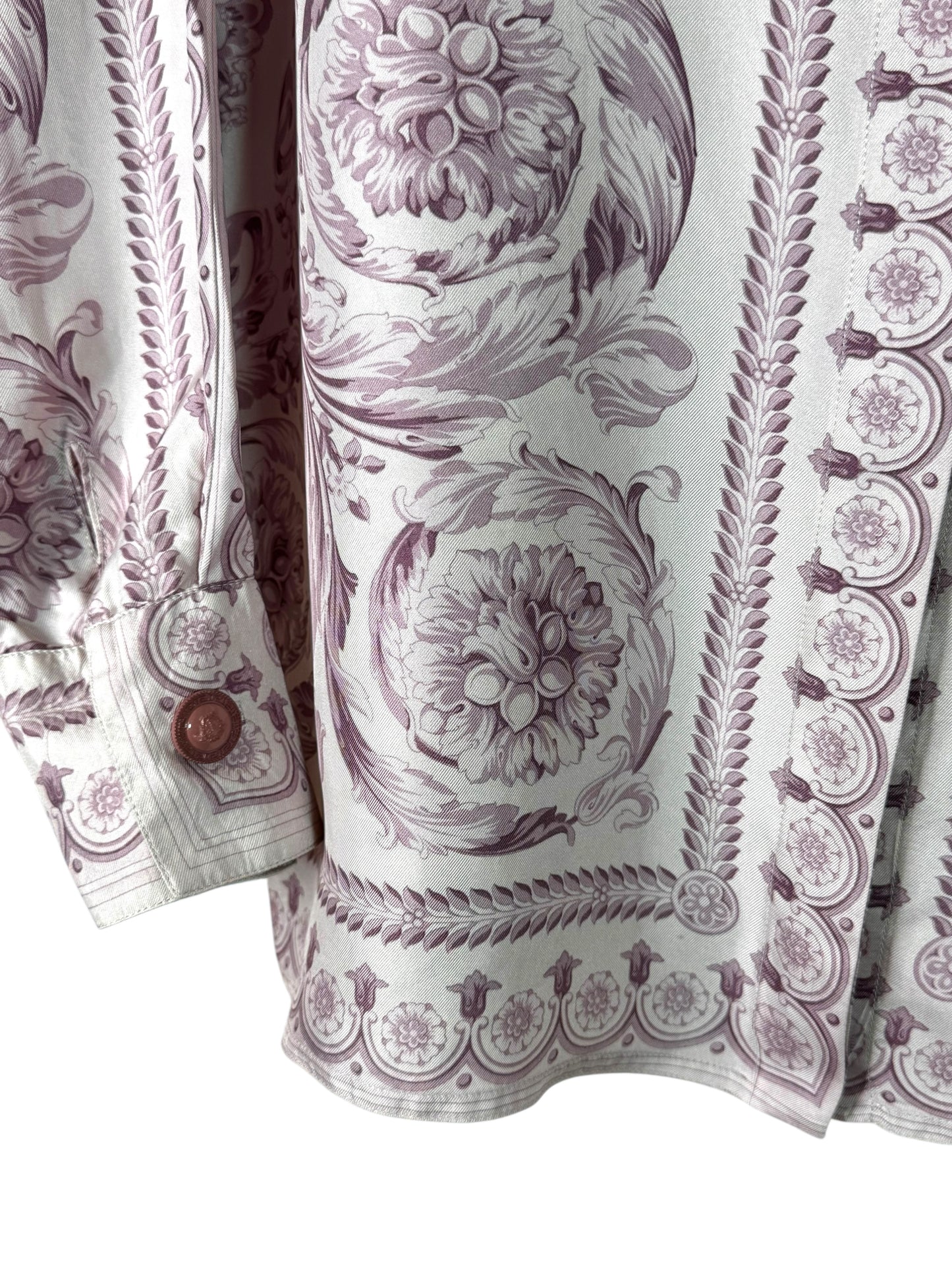 Camicia vintage Gianni Versace donna anni 90 stampa barocca rosa