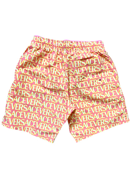 Versace Costume Uomo Logo All Over Rosa Giallo Taglia M - Made in Italy