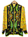 Gianni Versace camicia vintage donna stampa frutta e farfalle seta