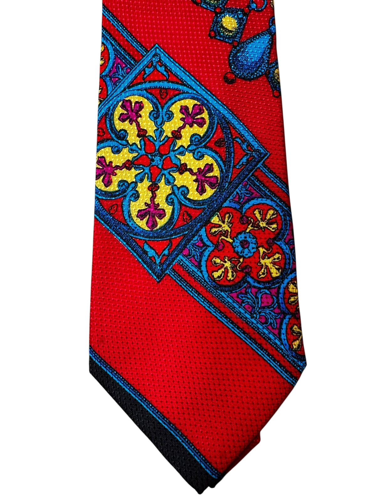 Cravatta Gianni Versace Vintage Seta Rossa Motivi Barocchi Multicolor — foto 2