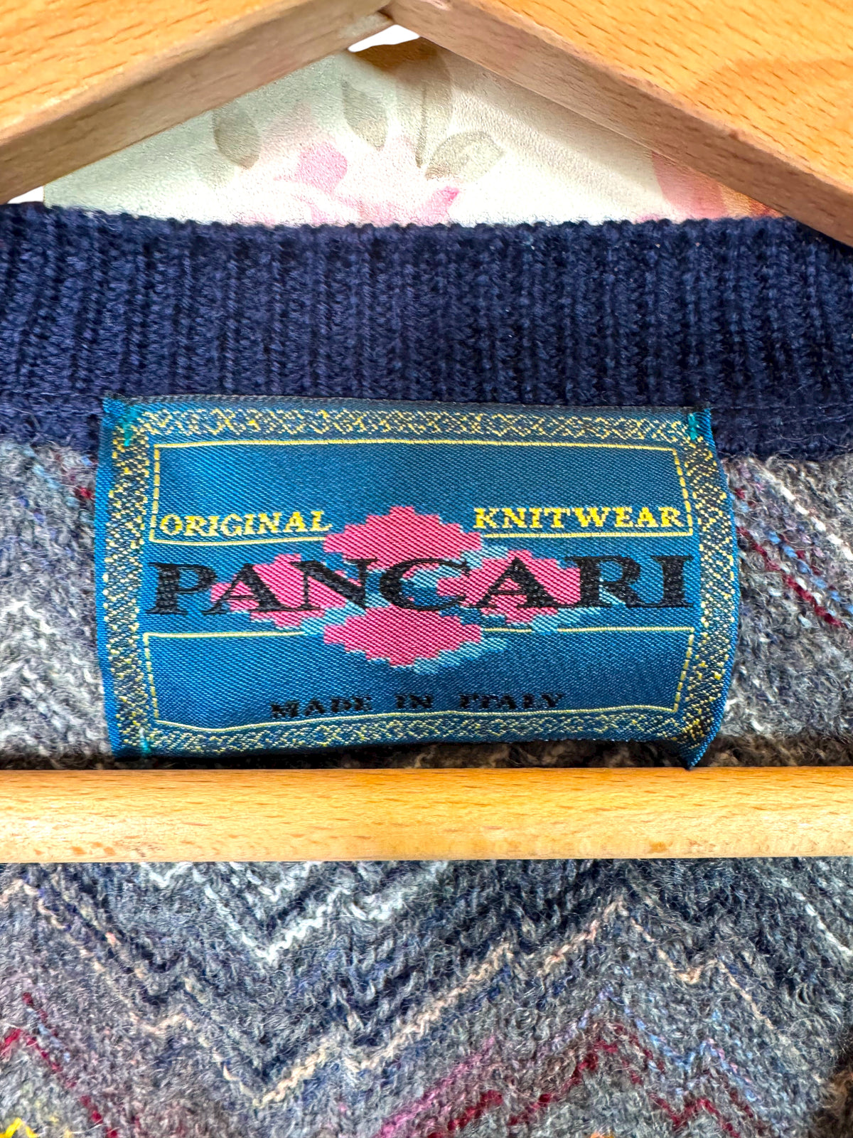 Maglione vintage Pancari Made in Italy multicolor zig zag lana Tg. 54 — foto 3