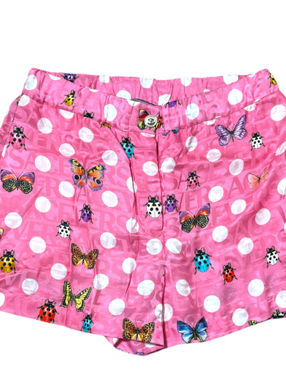 Shorts Versace Donna Taglia 38 – Rosa Pois con Farfalle & Coccinelle – Nuovi
