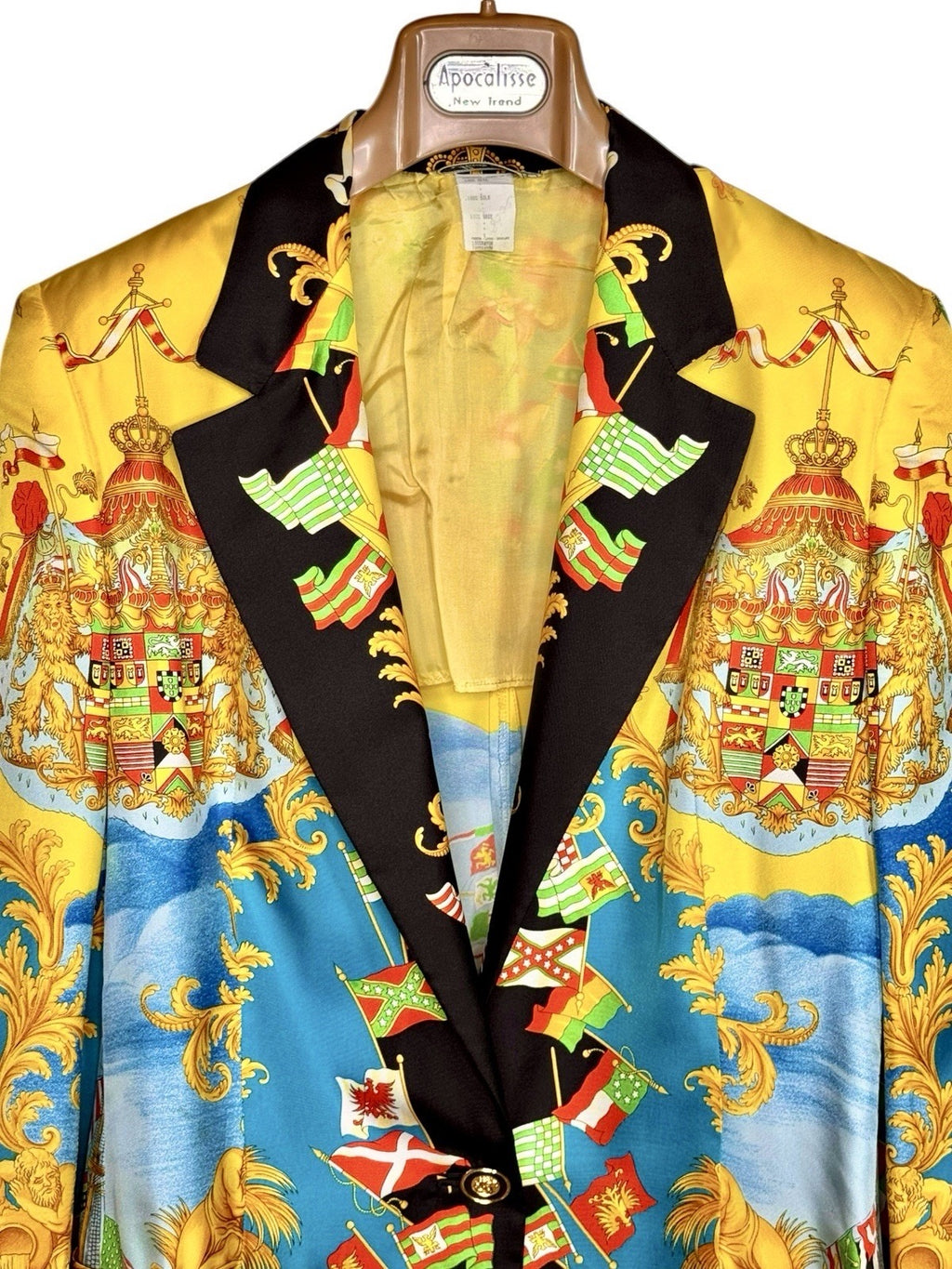 Gianni Versace Couture blazer vintage seta stampa bandiere Medusa taglia 44