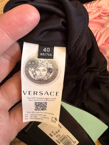 Versace x Dua Lipa pantaloni flare neri in viscosa vita drappeggiata 44 IT — foto 9