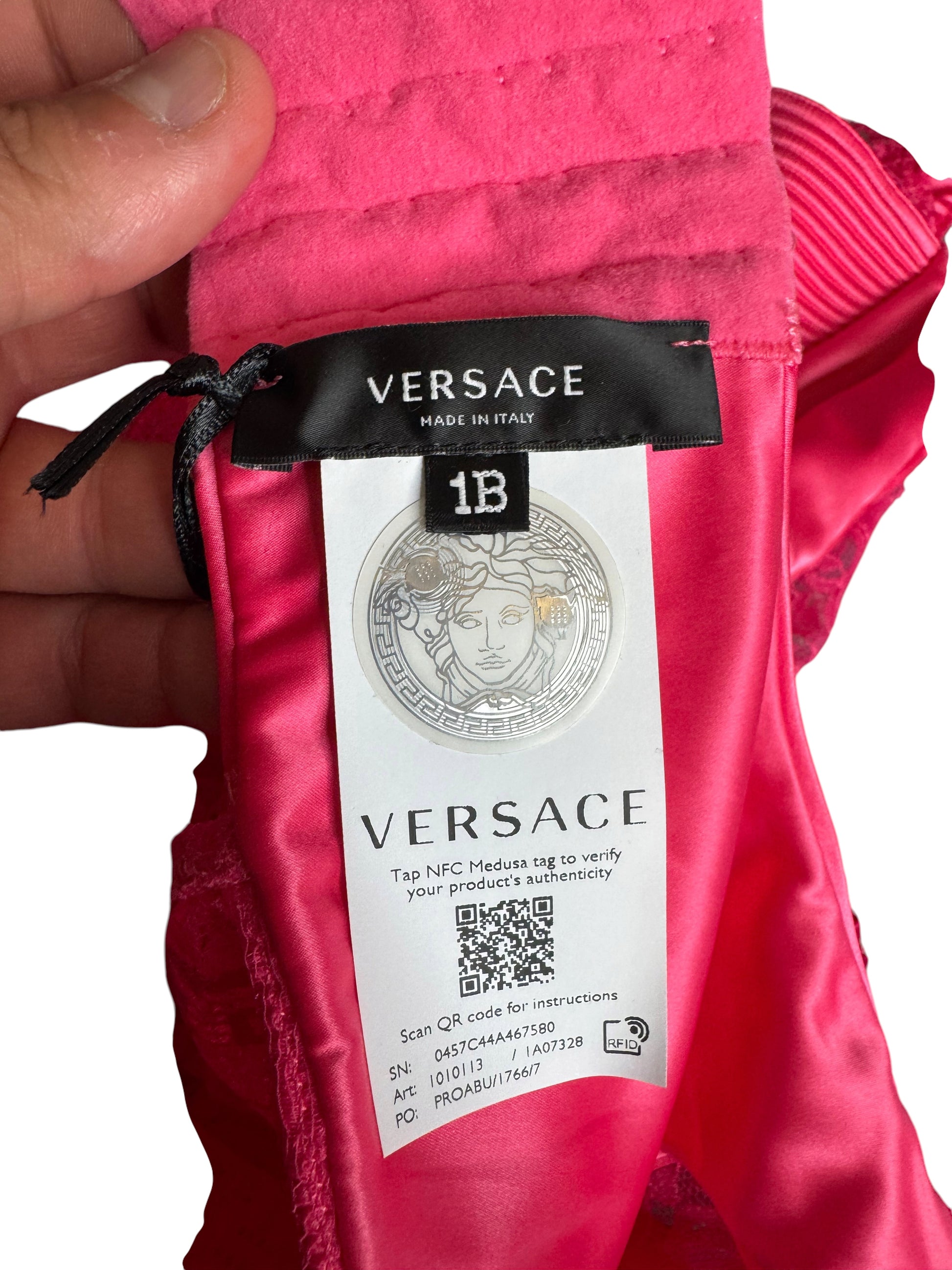 Versace Body Lingerie Pizzo Greca Fucsia Nuovo Con Etichette Made In Italy — foto 4