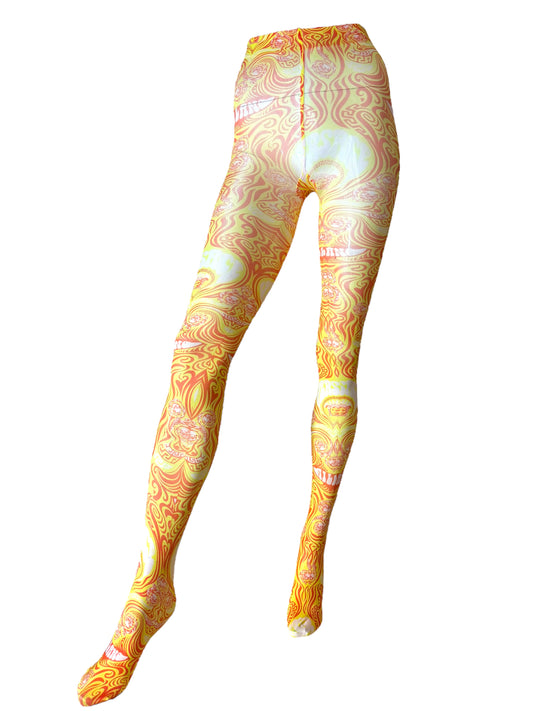 Collant Versace donna Medusa swirl giallo-arancio – Taglia M – Nuovi con cartellino