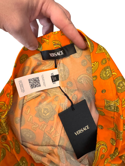Pantaloni Versace arancioni stampa medusa monete taglia 42 nuovi — foto 6