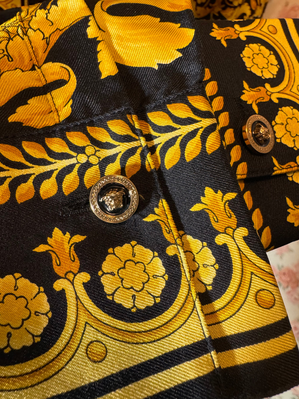 Abito camicia Versace Tribute Baroque SS 1992 seta nera oro tg 36 — foto 10