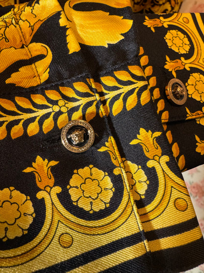 Abito camicia Versace Tribute Baroque SS 1992 seta nera oro tg 36 — foto 10