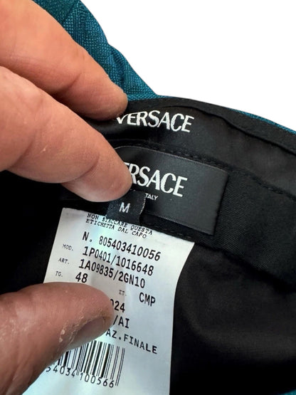Pantaloni Versace turchesi in jacquard barocco - Taglia 48.