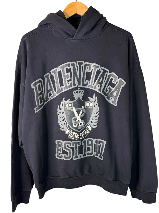 Balenciaga Hoodie College Logo Oversize Nero - taglia S