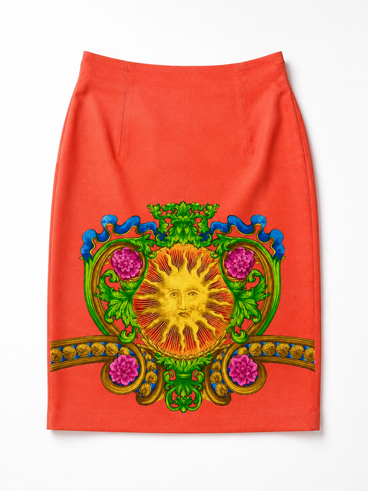 Gianni Versace Couture gonna stampa Sole Barocco arancio - taglia 42