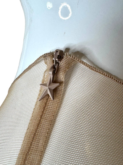 Mugler abito mini asimmetrico chrome silver, taglia 32 FR (36 IT – XXS)