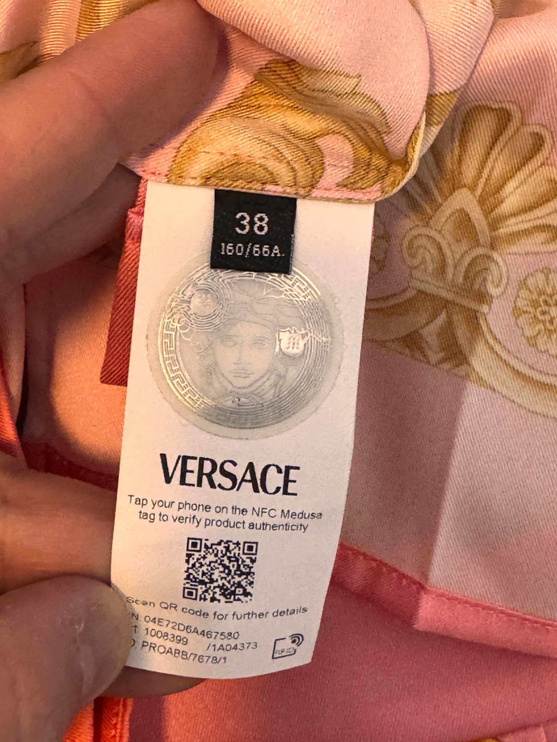 Gonna Versace rosa stampa barocca oro plissé tg 38 — foto 6