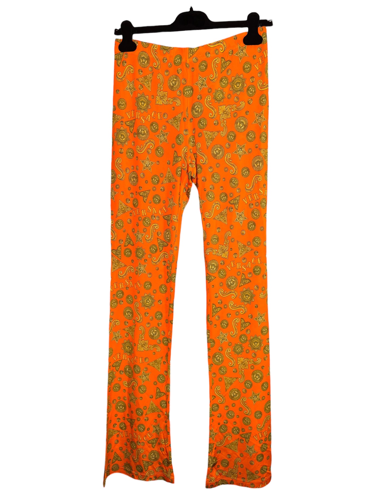 Pantaloni Versace arancioni stampa medusa monete taglia 42 nuovi — foto 10