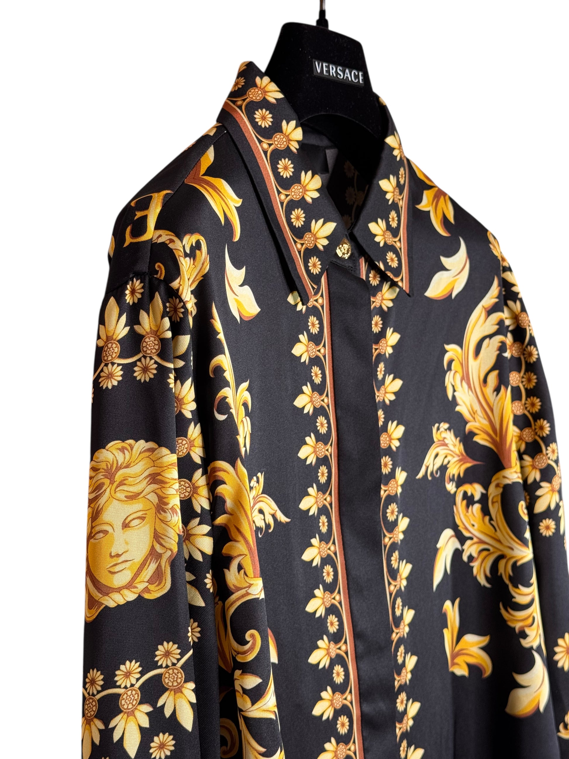 Abito chemisier Versace barocco nero oro tg 42 con bottoni Medusa — foto 6