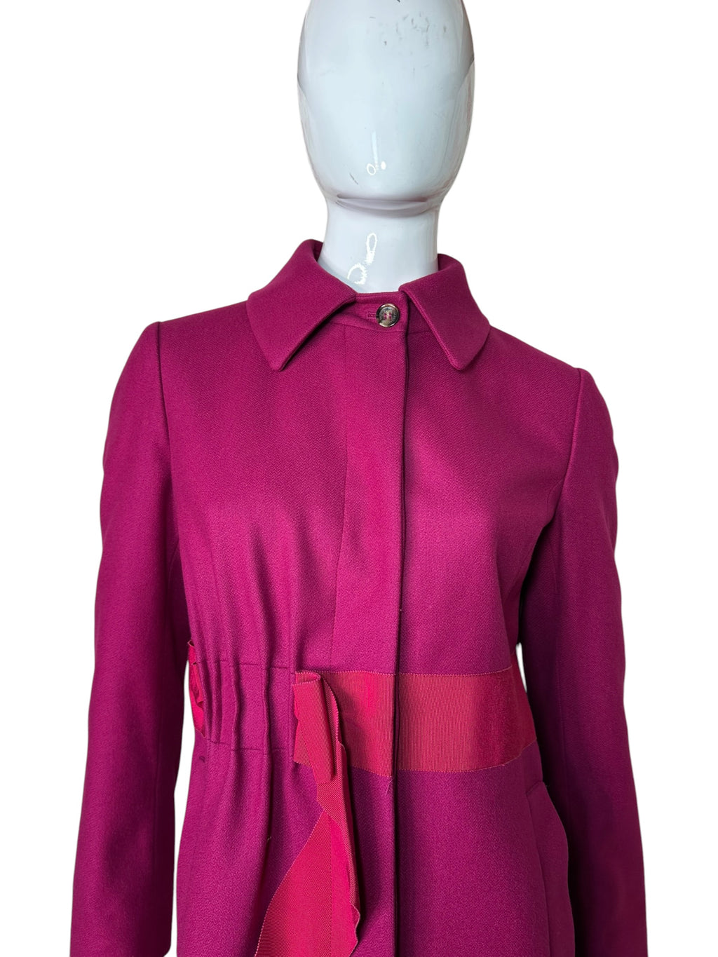 RED Valentino – Cappotto fucsia in lana con fiocco