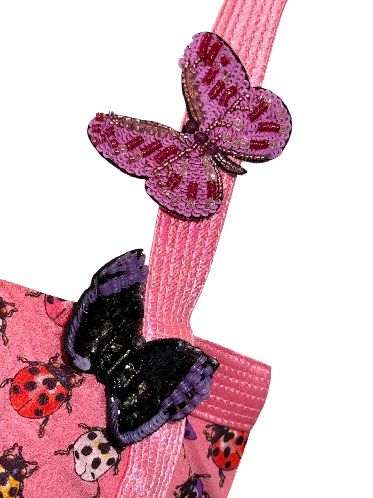 Versace Abito Seta Rosa Farfalle e Coccinelle