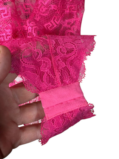 Body Versace rosa in pizzo e raso, Made in Italy