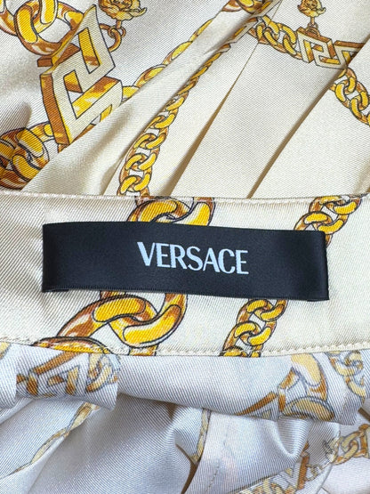 Gonna plissé VERSACE donna taglia 46 stampa catene oro