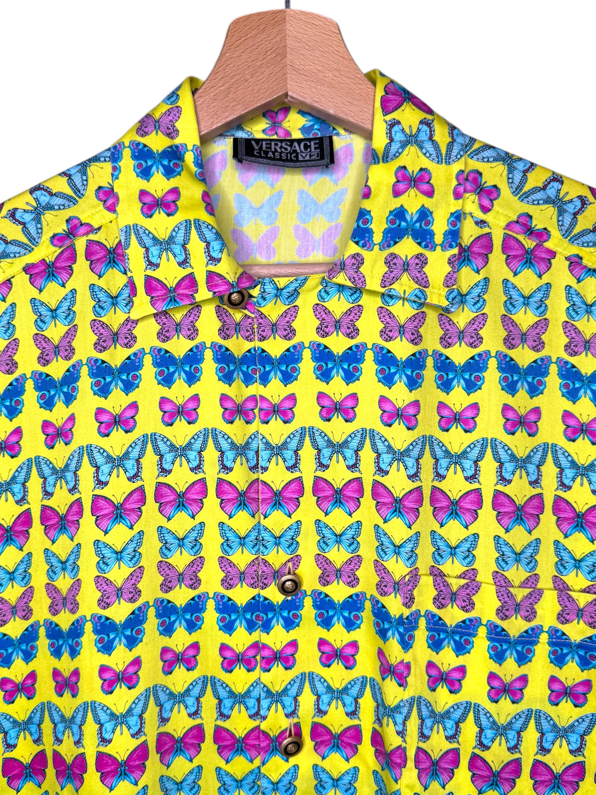 Gianni Versace Classic V2 Camicia Vintage Farfalle Multicolor Gialla S Oversize — foto 2