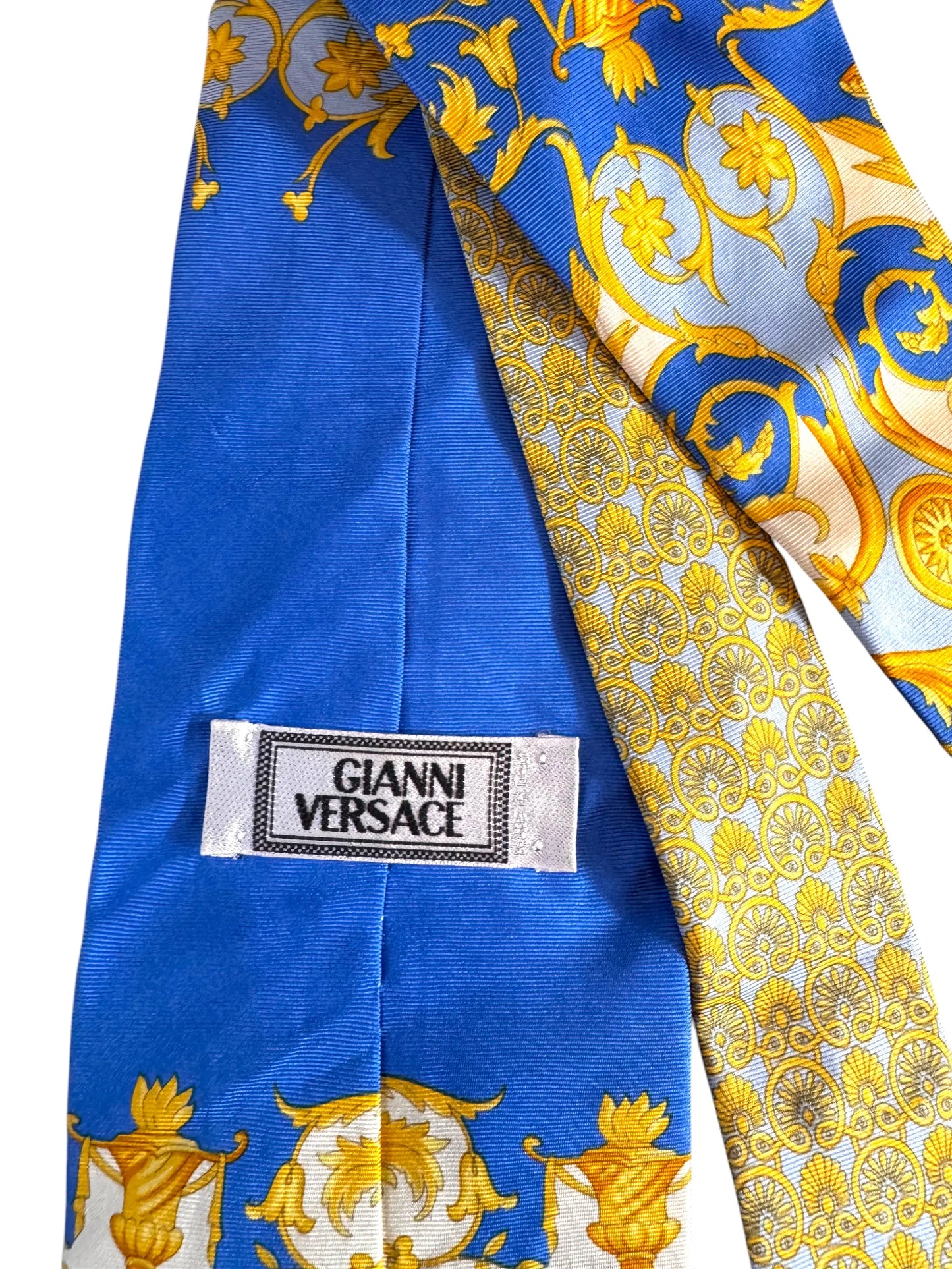 Versace Cravatta Medusa Baroque Blu Oro Made in Italy
