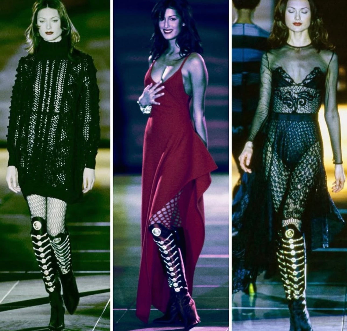 Stivali Gianni Versace Couture FW 1993 Medusa Leather Boots 38.5 Vintage — foto 3
