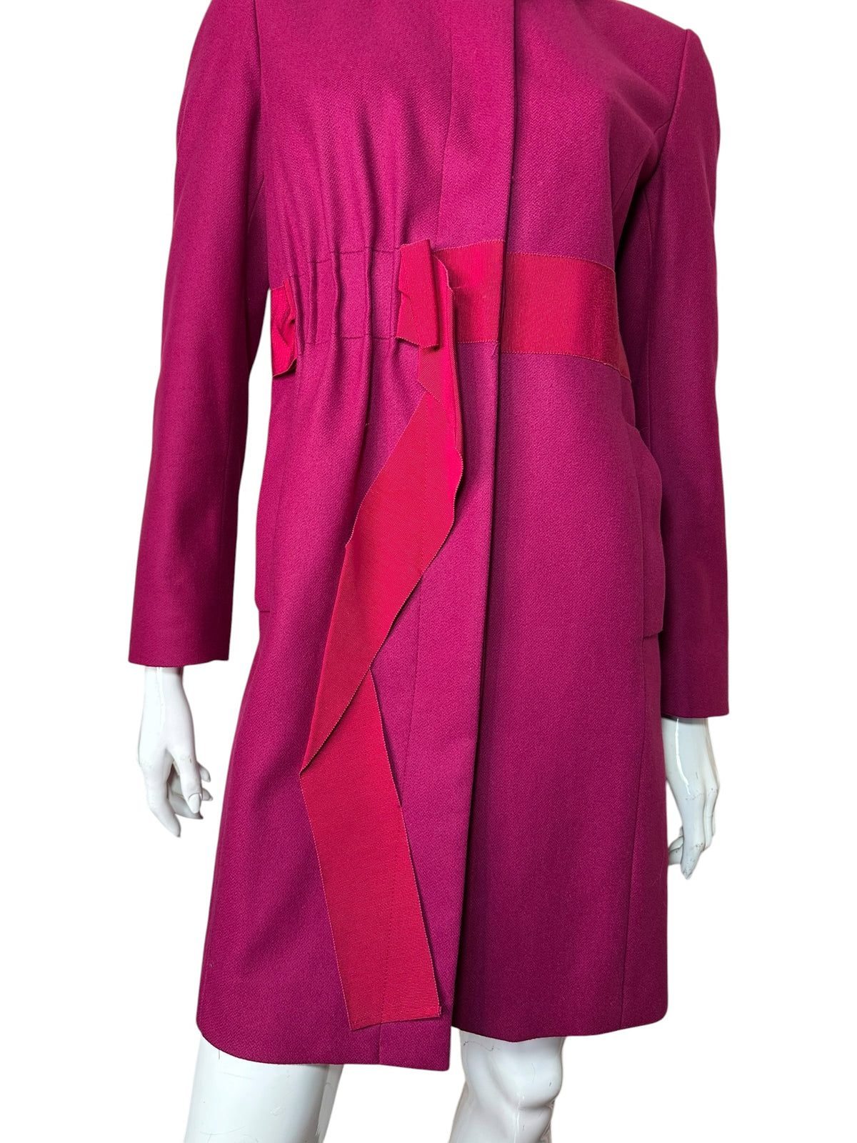 RED Valentino – Cappotto fucsia in lana con fiocco