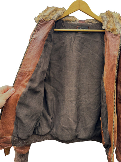 Giacca pelle vera con cappuccio e pelliccia - Made in Italy