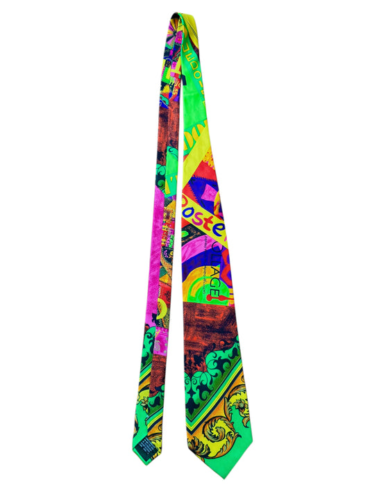 Cravatta vintage Gianni Versace seta multicolor stampa astratta