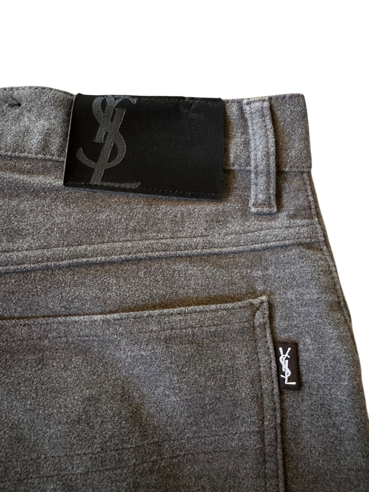 Yves Saint Laurent Pantaloni Uomo Grigi Taglia 35 Cotone Made in Italy