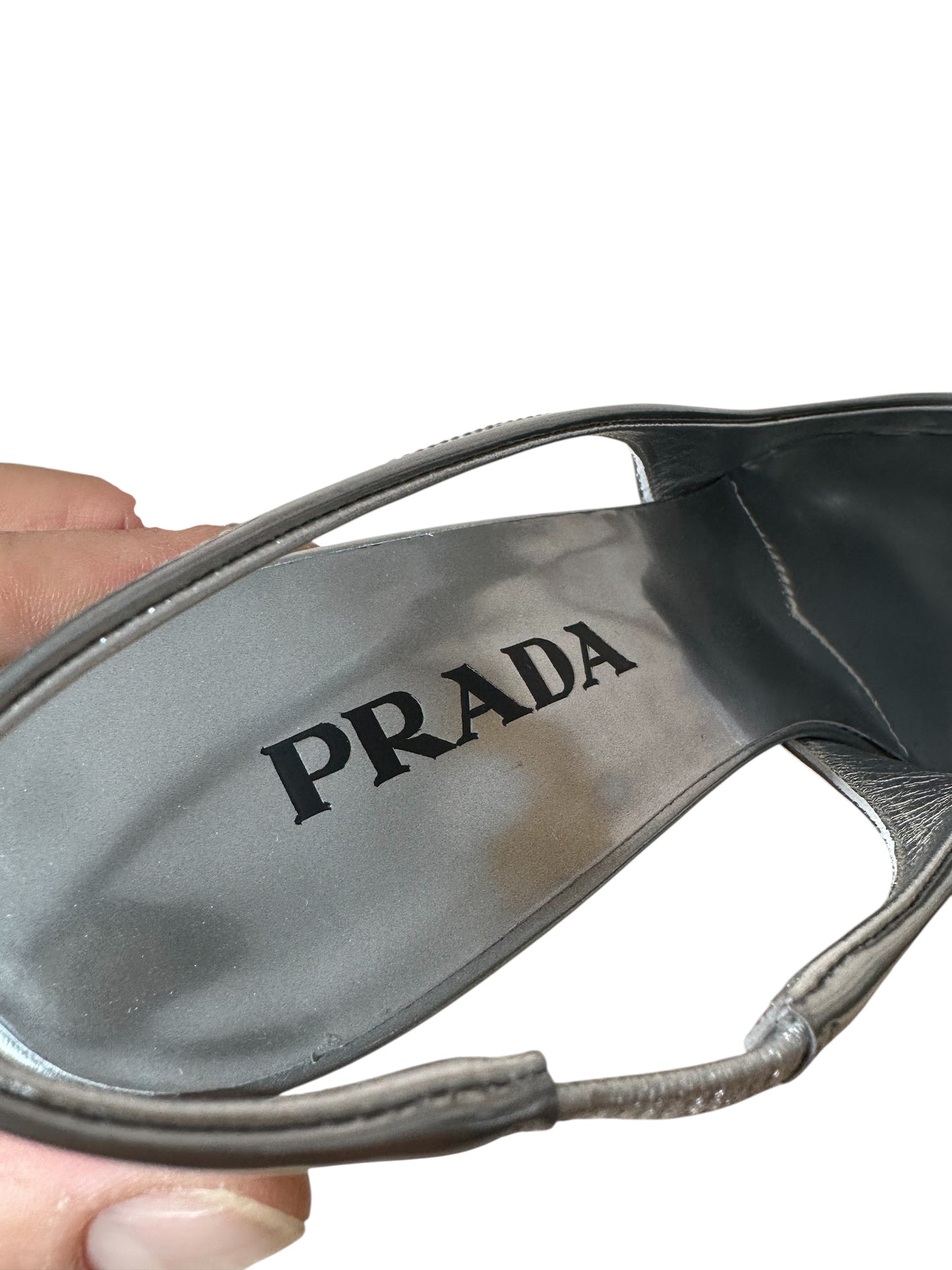 Prada decolletè in pelle argento (39)