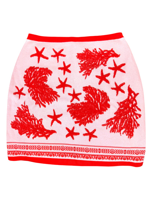 Versace Knit Skirt Jacquard Trésor de la Mer Rossa Taglia 46 Made in Italy