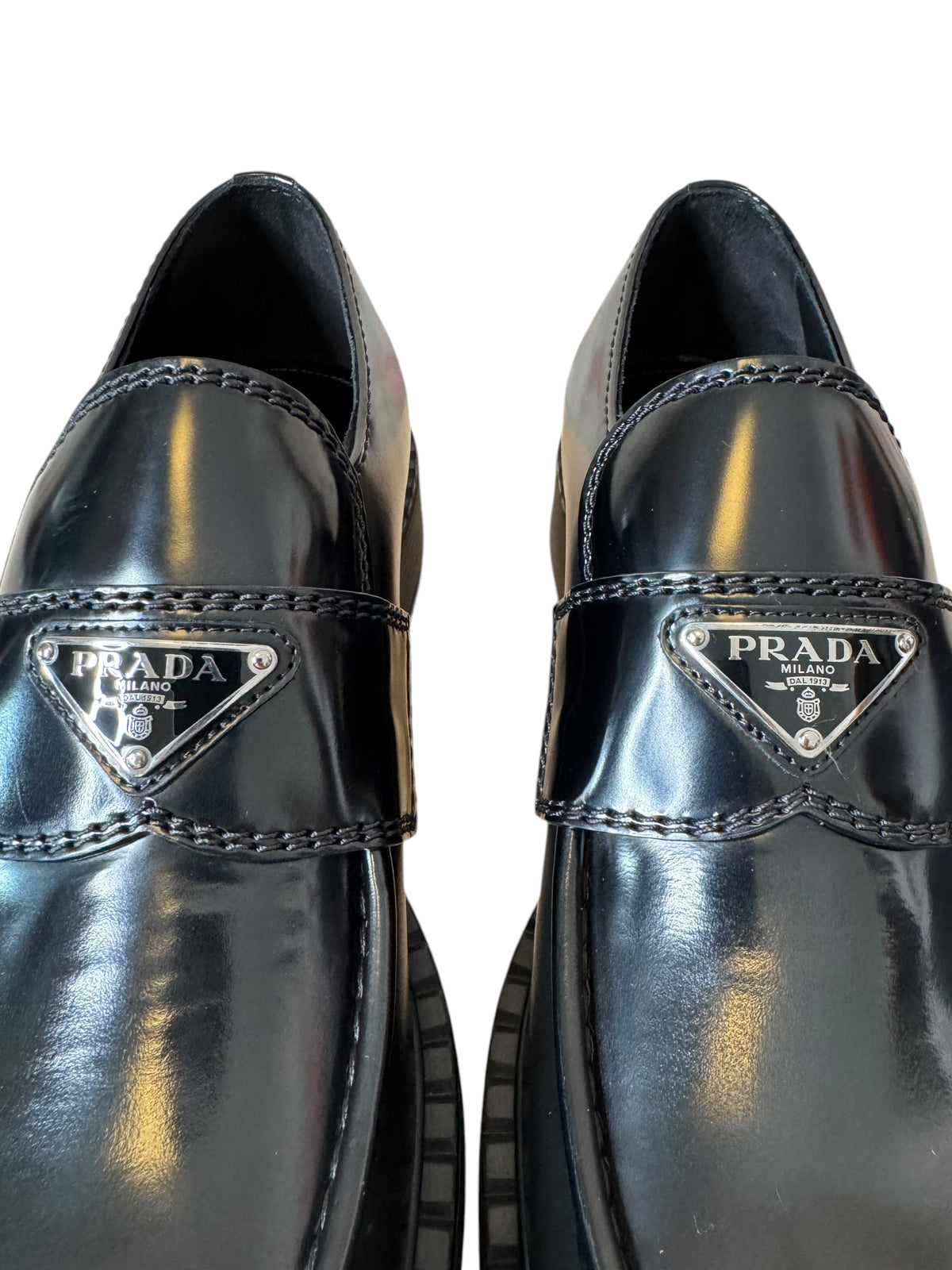 Prada mocassini in Pelle Spazzolata Nera Uomo — foto 3