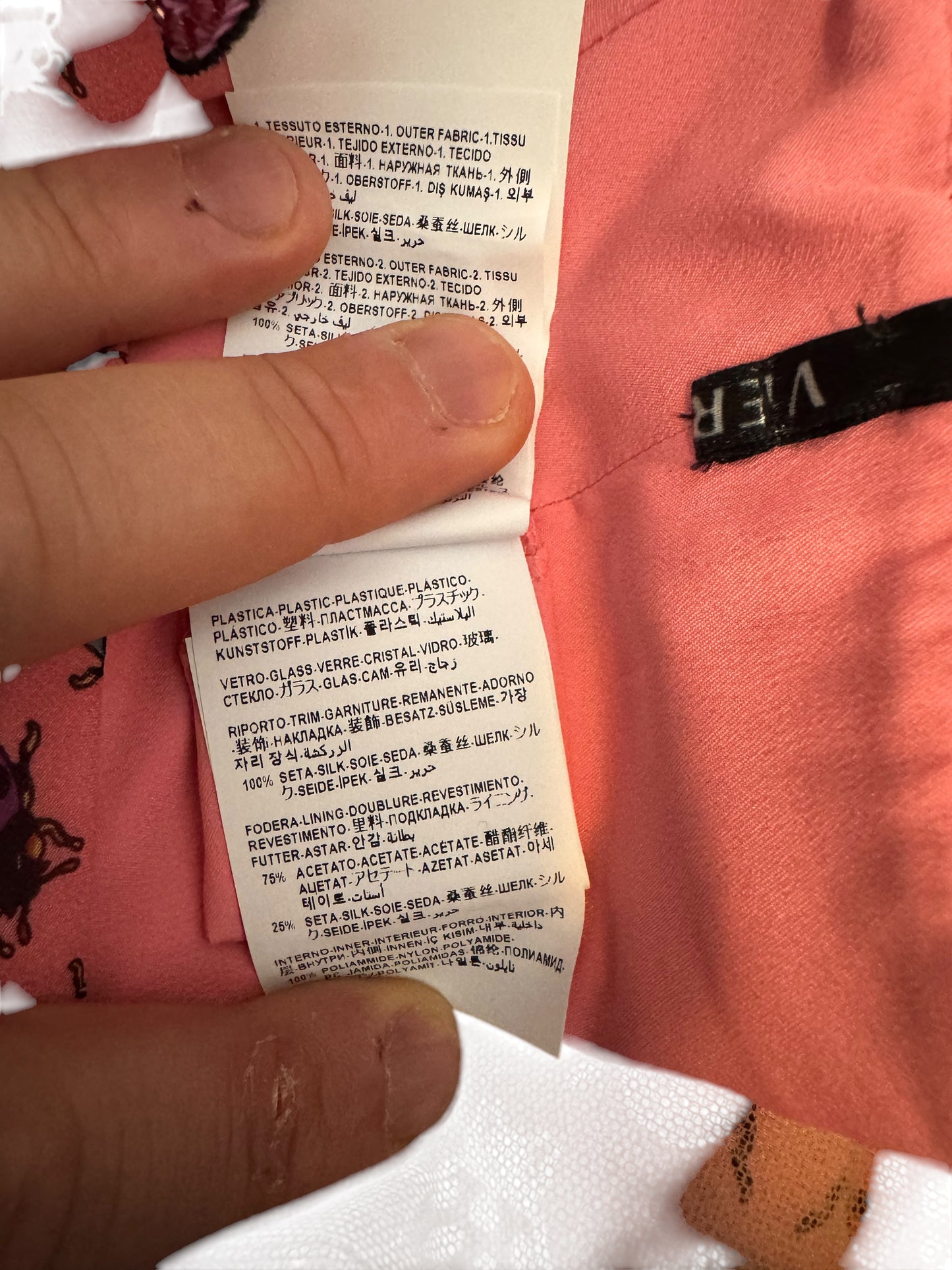 Versace Abito Seta Rosa Farfalle e Coccinelle
