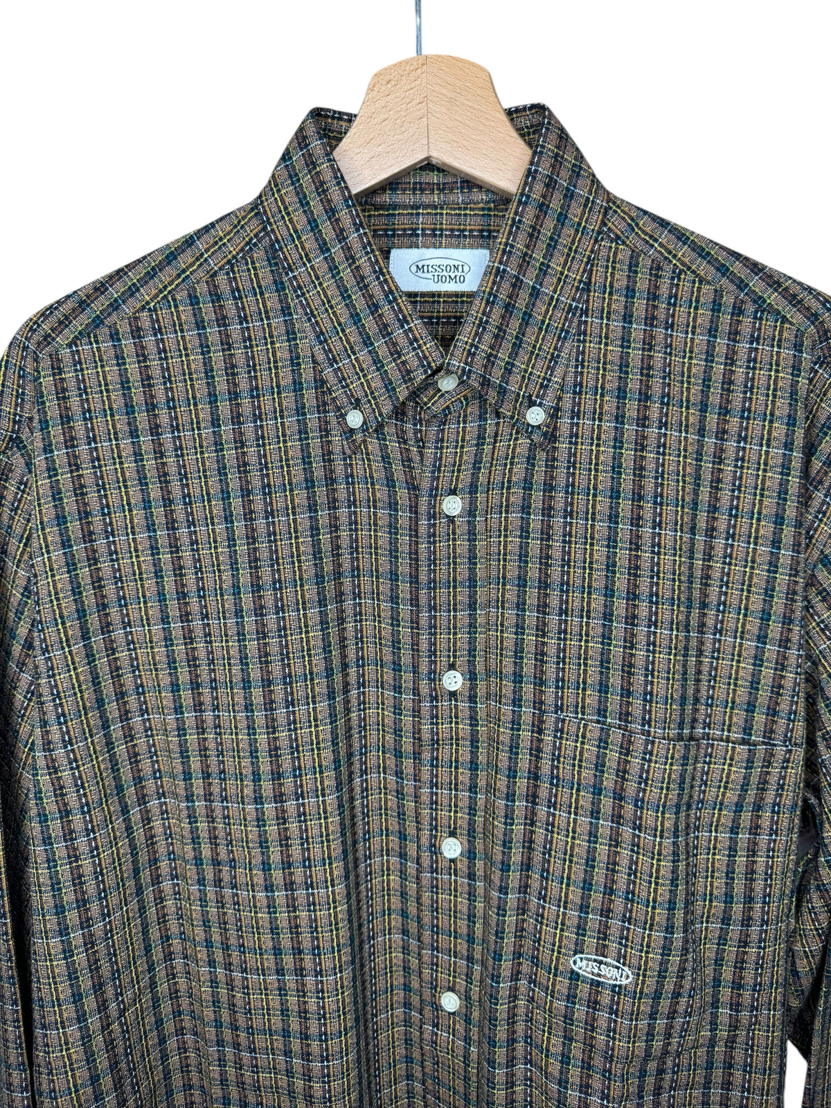 Missoni Uomo camicia vintage a quadri multicolore in cotone 100% Made in Italy — foto 3