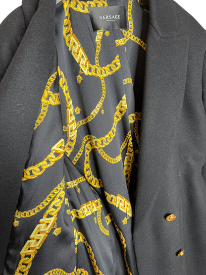 Cappotto doppiopetto uomo Versace nero lana tg. 50 bottoni Medusa oro