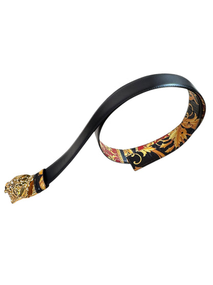 Cintura Versace reversibile Barocco con fibbia Medusa oro