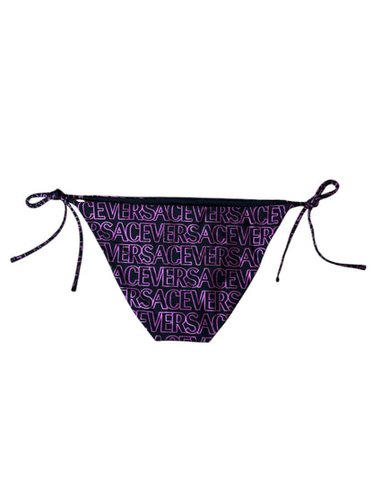 Slip bikini donna Versace nero con logo fucsia – Taglia 4 IT – Made in Italy