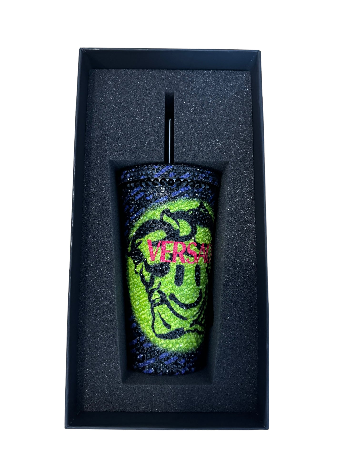 Versace thermos in metallo con cristalli