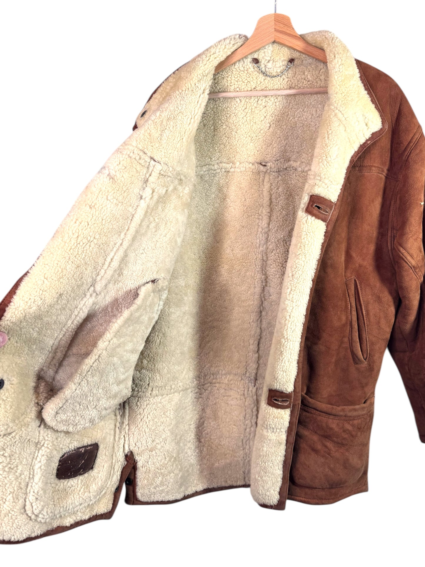 Giorgio Valenti giacca montone shearling vera pelle marrone tg 48 — foto 4