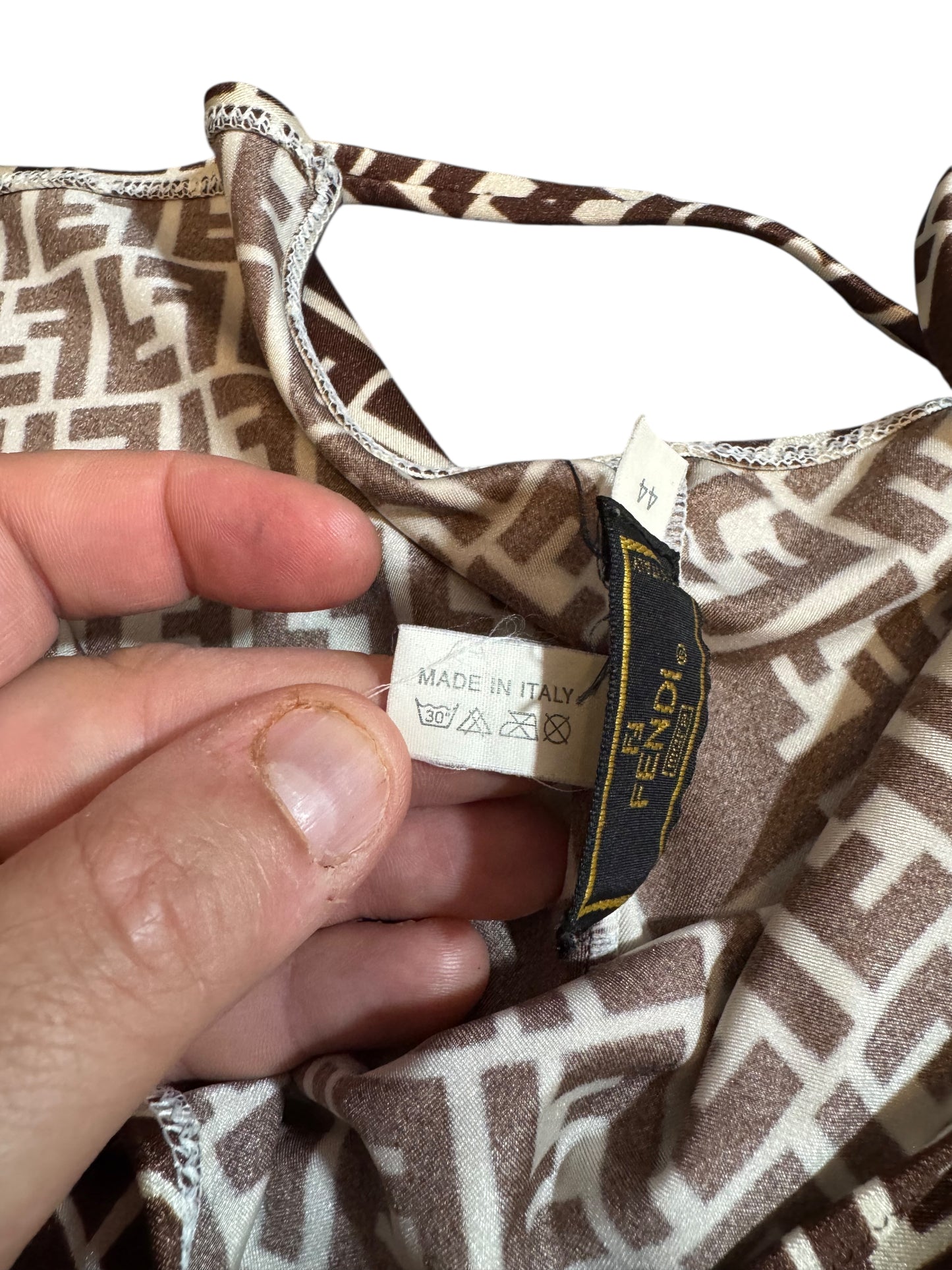 Vestito Mini Vintage Fendi – Monogramma FF e Stampa Ottica – Taglia IT 44