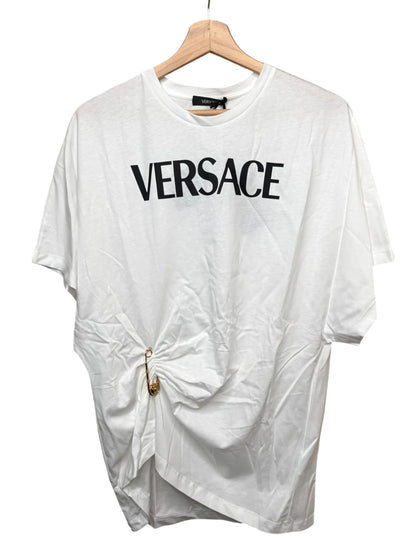 T-shirt Versace bianca logo nero con spilla taglia 38 oversize — foto 5