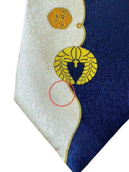 Cravatta Vintage Gianni Versace in Seta – Motivo Giapponese Blu Crema con Lanterne