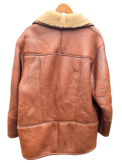 Giacca shearling uomo marrone montone naturale vintage taglia 52