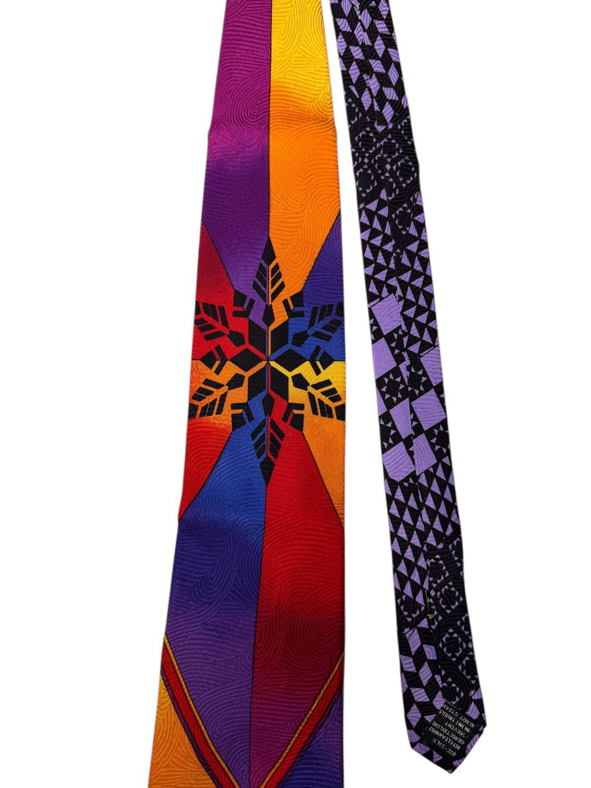 Cravatta Versus Gianni Versace vintage in seta fantasia geometrica multicolor — foto 3